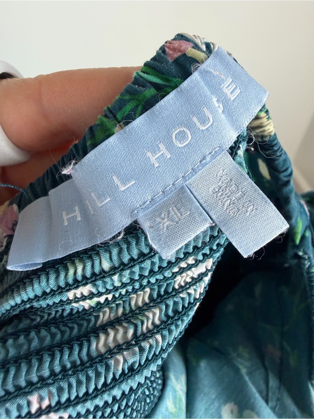 Hill House Ava Nap Dress Cotton Green Floral Ruffle Size XL - Picture 9 of 9